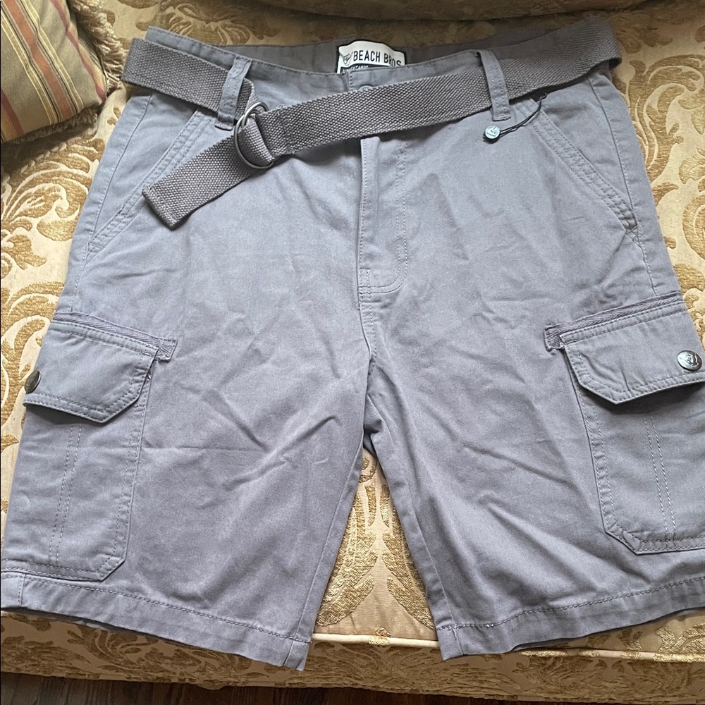 Men's Gray Cargo Shorts with Belt